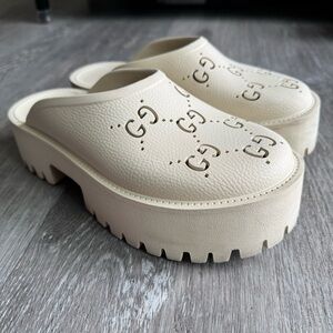 Gucci Cream Platform Clogs